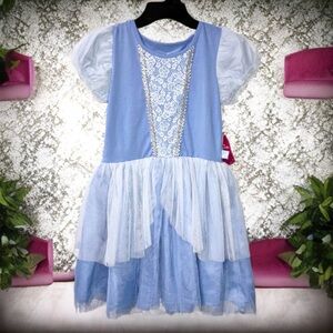 Disney Cinderella Girls Dress Blue White Tutu Skirt Princess Costume Sz M 7-8